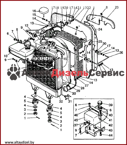 Каталог МТЗ-320: радиатор и подвеска радиатора