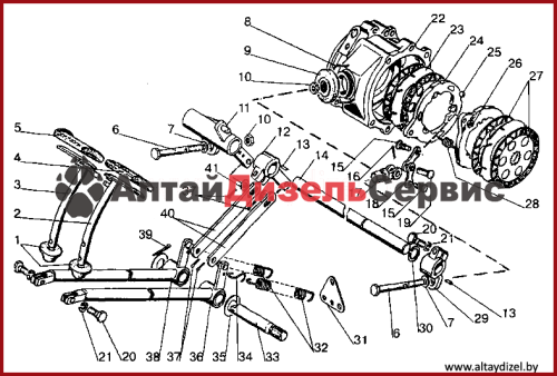 Каталог запчастей МТЗ-320: управление тормозами