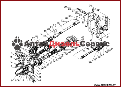 Каталог запчастей МТЗ-320: передний вал отбора мощности