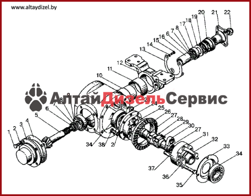 Каталог МТз-320: дифференциал и главная передача переднего ведущего моста